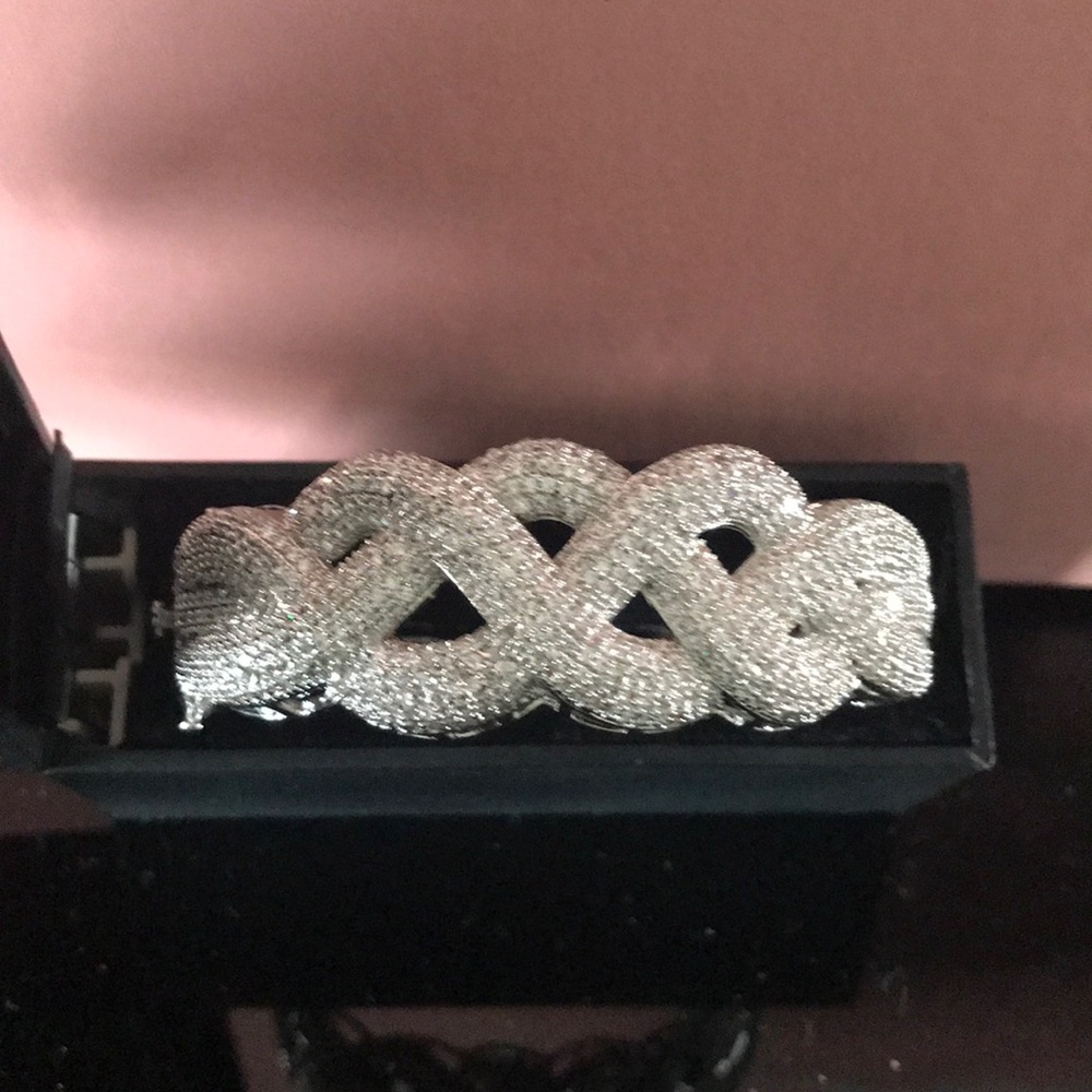Lucia Braided Swirl Pave  Diamond Simulated Bangle - Picture 4 of 8